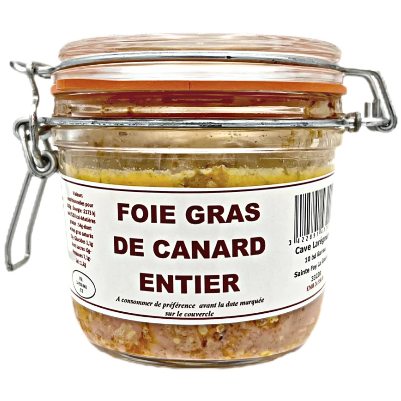 Bocal de Foie Gras de Canard Entier du Périgord Sélectionné par la Cave Larégnère 320gr
