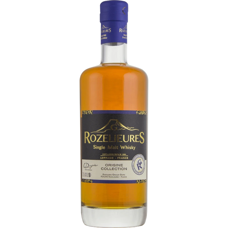 Bouteille de Whisky Français fait en Lorraine par la Maison Rozelieures cuvée Origine Collection 70 cl
